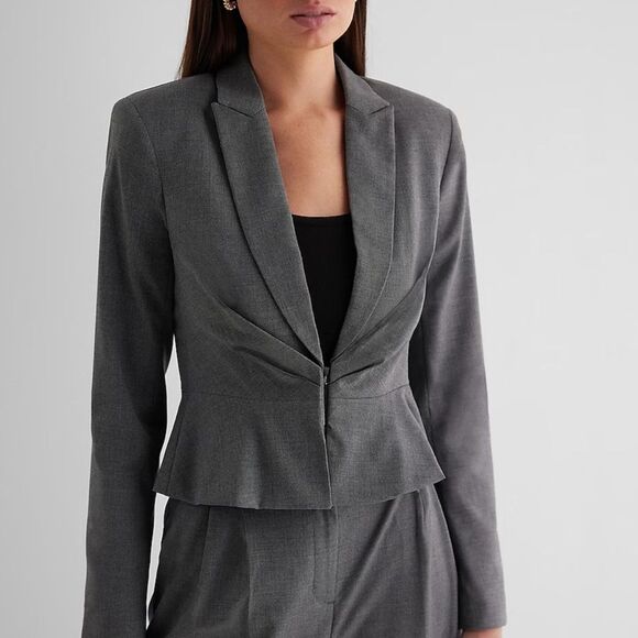 Cinched Waist Blazer express Womens blazer jacket grey NWT size 12 - Picture 1 of 8